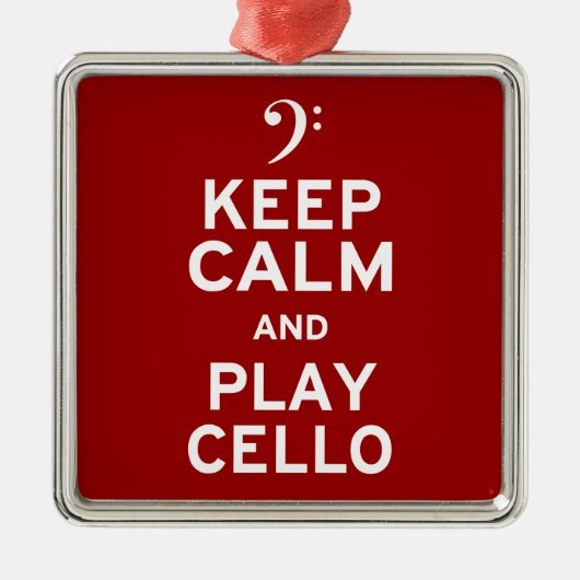 Blijf kalm en speel cello metalen ornament (Voorkant)