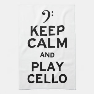 Blijf kalm en speel cello theedoek
