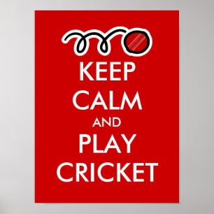 Blijf kalm en speel cricket aangepaste poster pa