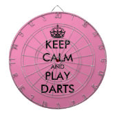 Blijf kalm en speel darts grappig roze dartboard dartbord (Voorkant)