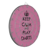 Blijf kalm en speel darts grappig roze dartboard dartbord (Voorkant Links)