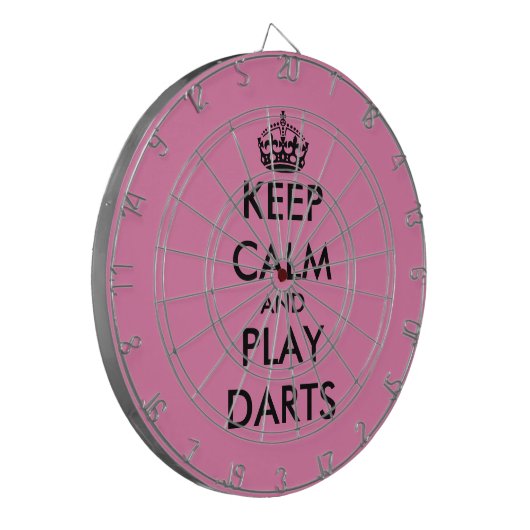Blijf kalm en speel darts grappig roze dartboard dartbord (Voorkant Links)