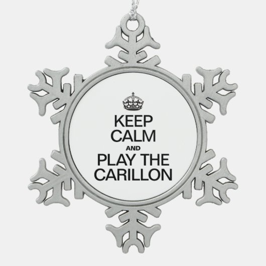 BLIJF KALM EN SPEEL DE BEIAARD TIN SNEEUWVLOK ORNAMENT (Voorkant)