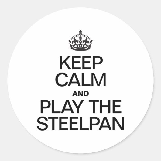 BLIJF KALM EN SPEEL DE STEELPAN RONDE STICKER (Voorkant)