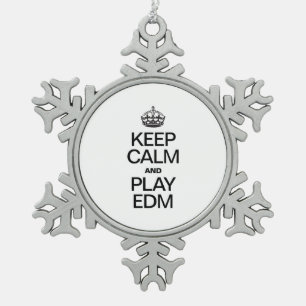 BLIJF KALM EN SPEEL EDM TIN SNEEUWVLOK ORNAMENT