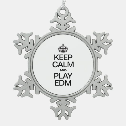 BLIJF KALM EN SPEEL EDM TIN SNEEUWVLOK ORNAMENT (Voorkant)