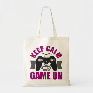 Blijf kalm en speel games tote bag