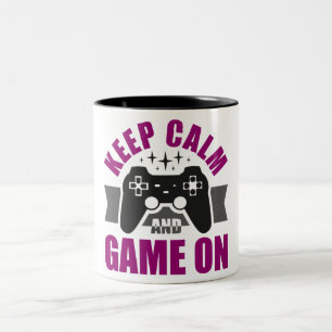 Blijf kalm en speel games tweekleurige koffiemok