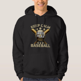 blijf kalm en speel honkbal hoodie