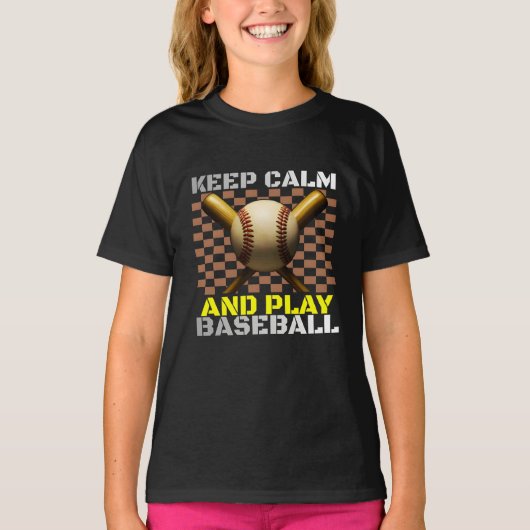 blijf kalm en speel honkbal t-shirt (Voorkant)