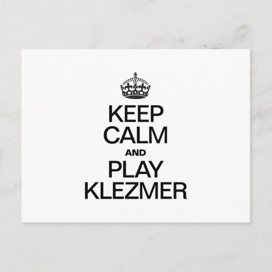 BLIJF KALM EN SPEEL KLEZMER BRIEFKAART (Voorkant)