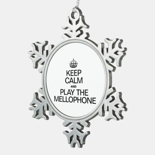 BLIJF KALM EN SPEEL OP DE MELLOFOON TIN SNEEUWVLOK ORNAMENT (Rechts)