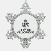 BLIJF KALM EN SPEEL OP DE MELLOFOON TIN SNEEUWVLOK ORNAMENT (Voorkant)