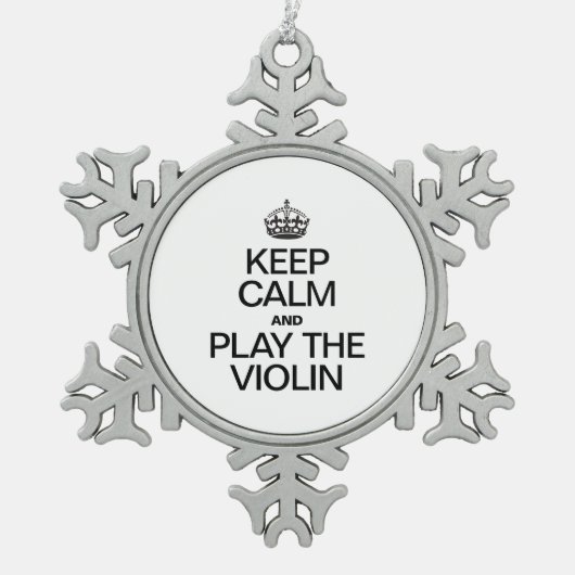 BLIJF KALM EN SPEEL OP DE VIOOL TIN SNEEUWVLOK ORNAMENT (Voorkant)