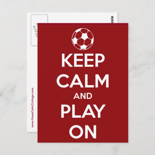 Blijf kalm en speel op rood briefkaart (Voorkant / Achterkant)