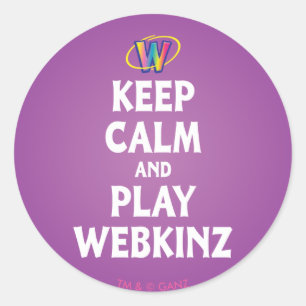 Blijf kalm en speel Webkinz Ronde Sticker