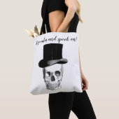 Blijf kalm en spook op!  schedel canvas tas (Dichtbij)