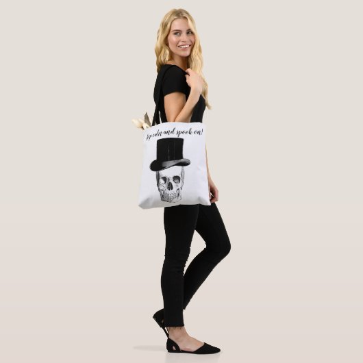 Blijf kalm en spook op! schedel canvas tas (Op model)