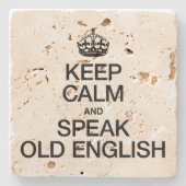 BLIJF KALM EN SPREEK OUD ENGELS STENEN ONDERZETTER (Voorkant)