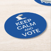 Blijf kalm en stem 2026 ronde kartonnen onderzetter (Gebogen)