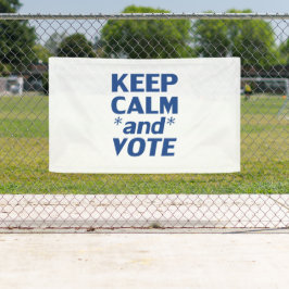Blijf kalm en stem moderne typografie blauw wit spandoek