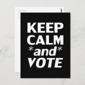 Blijf kalm en stem moderne typografie wit zwart briefkaart (Voorkant / Achterkant)