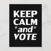 Blijf kalm en stem moderne typografie wit zwart briefkaart (Voorkant)