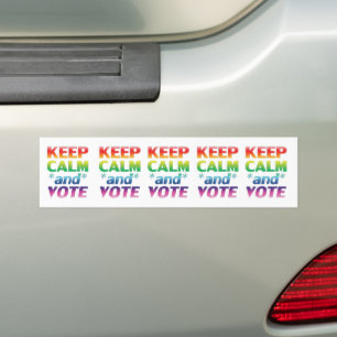 Blijf kalm en stem Rainbow Gradient Typografie Bumpersticker
