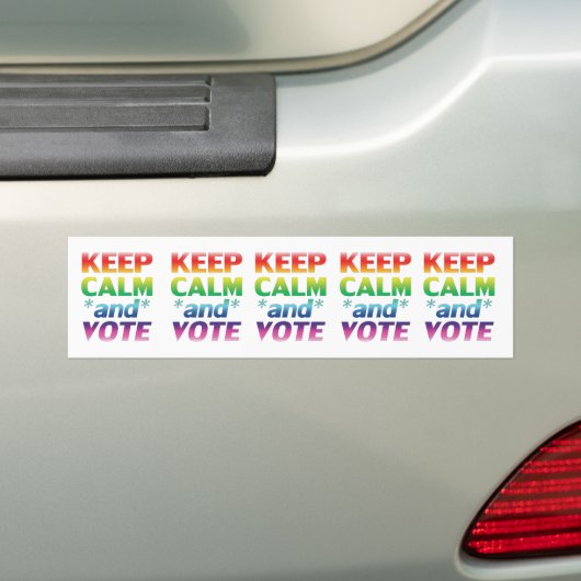 Blijf kalm en stem Rainbow Gradient Typografie Bumpersticker (Op auto)