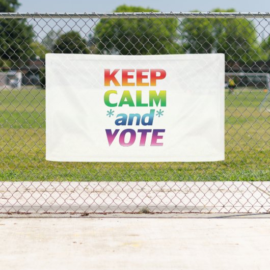 Blijf kalm en stem Rainbow Typography LGBT Pride Spandoek (Insitu)