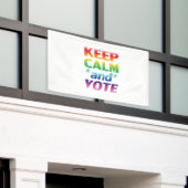 Blijf kalm en stem Rainbow Typography LGBT Pride Spandoek (Buitenkant Gebouw)