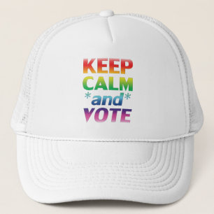 Blijf kalm en stem Rainbow Typography LGBT Pride Trucker Pet