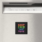 Blijf kalm en stem Rainbow Typography Pride Black Magneet (Insitu (Vaatwasser))