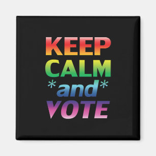 Blijf kalm en stem Rainbow Typography Pride Black Magneet