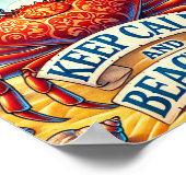 Blijf kalm en strand aan poster (Hoek)