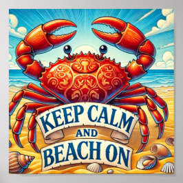 Blijf kalm en strand aan poster