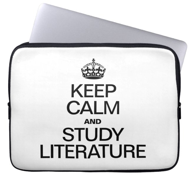 Blijf kalm en studeer literatuur laptop sleeve (Voorkant)