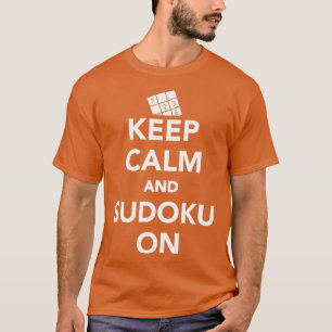 Blijf kalm en sudoku aan t-shirt