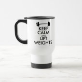 Blijf kalm en til gewichten reis mok met halter (Links)