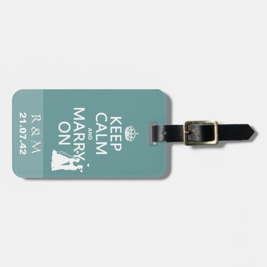 Blijf kalm en trouw op - Bruid en bruidegom Bagagelabel (Voorkant horizontaal)