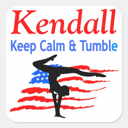 BLIJF KALM EN TUMBLE GEPERSONALISEERDE GYMNAST STI VIERKANTE STICKER (Voorkant)