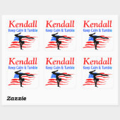 BLIJF KALM EN TUMBLE GEPERSONALISEERDE GYMNAST STI VIERKANTE STICKER (Vel)