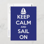 Blijf kalm en vaar op blauw Briefkaart (Voorkant / Achterkant)