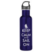 Blijf kalm en vaar verder | Grappig nautisch blauw Waterfles (Voorkant)