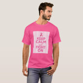 Blijf kalm en vecht door (borstkankerbewustzijn) t-shirt (Voorkant volledig)