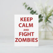 Blijf kalm en vecht tegen zombies briefkaart (Staand voorkant)