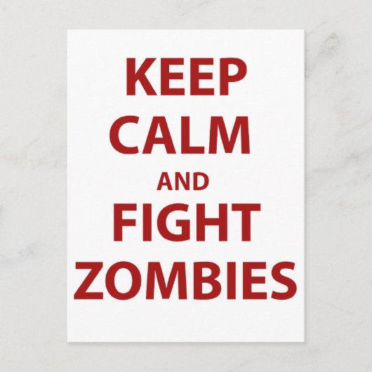 Blijf kalm en vecht tegen zombies briefkaart (Voorkant)
