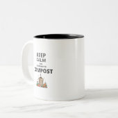 Blijf kalm en vergeet niet te composteren tweekleurige koffiemok (Voorkant links)