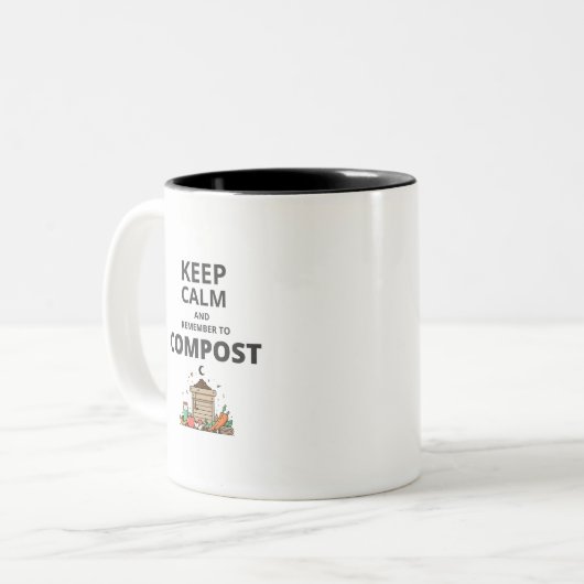 Blijf kalm en vergeet niet te composteren tweekleurige koffiemok (Voorkant links)