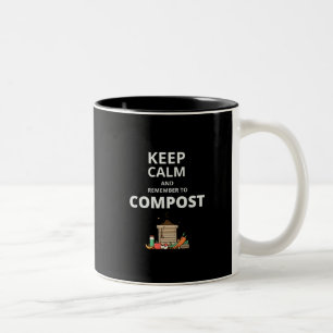 Blijf kalm en vergeet niet te composteren tweekleurige koffiemok
